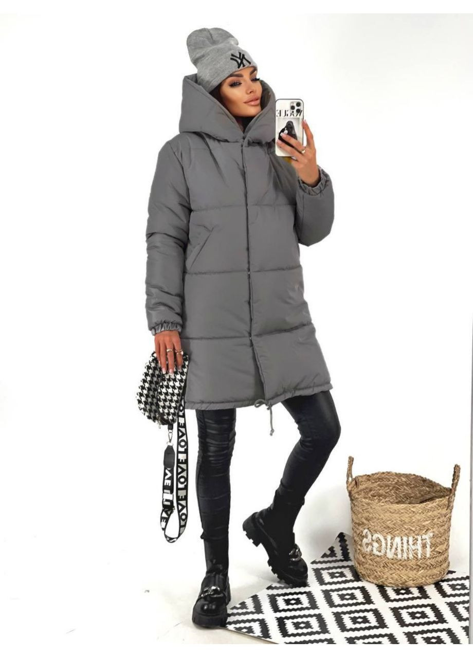 Графитовая зимняя зимняя женская куртка "зефирка" No Brand
