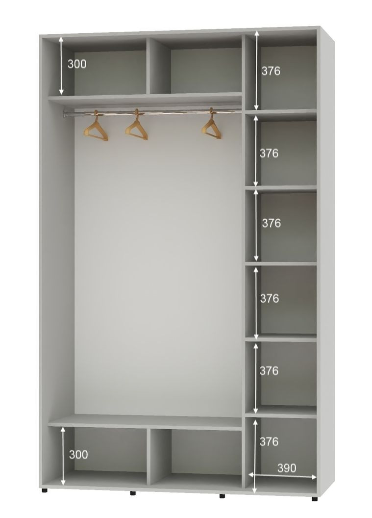 Шкаф-купе двухдверный 160*60*220 Серый Зеркало с пескоструйным рисунком Алекса (360432547)