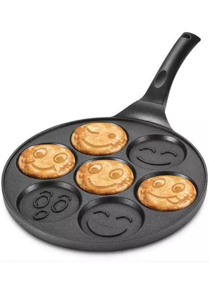 Сковорода "Посмішка" Ø26см для оладок, з антипригарним покриттям Marble Black (без індукції) Kamille (372174288)