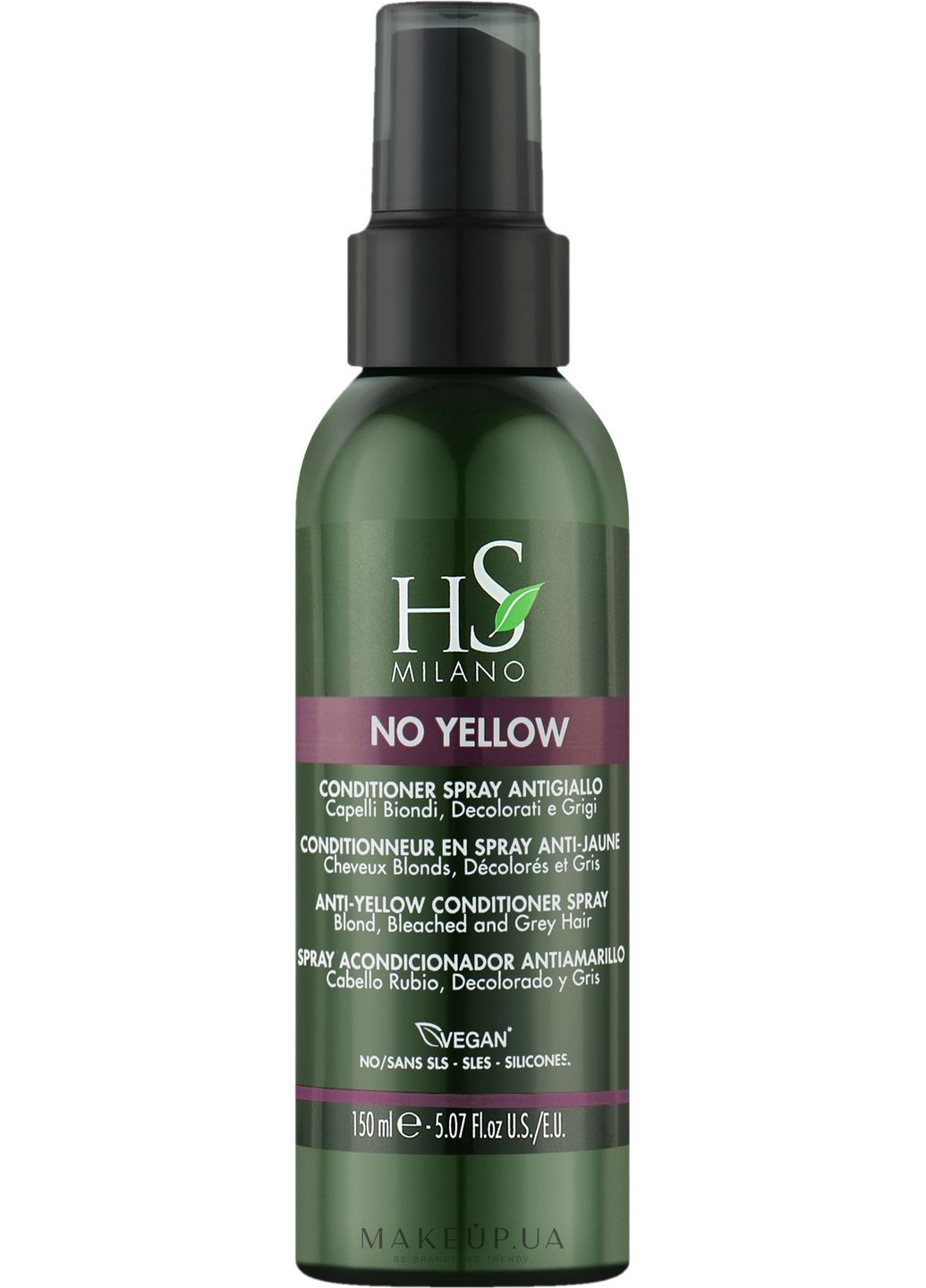 Спрей проти жовтизни для блонда, освітленого та сивого волосся No Yellow Spray 150ml (1264481-31098976) HS Milano (369107755)