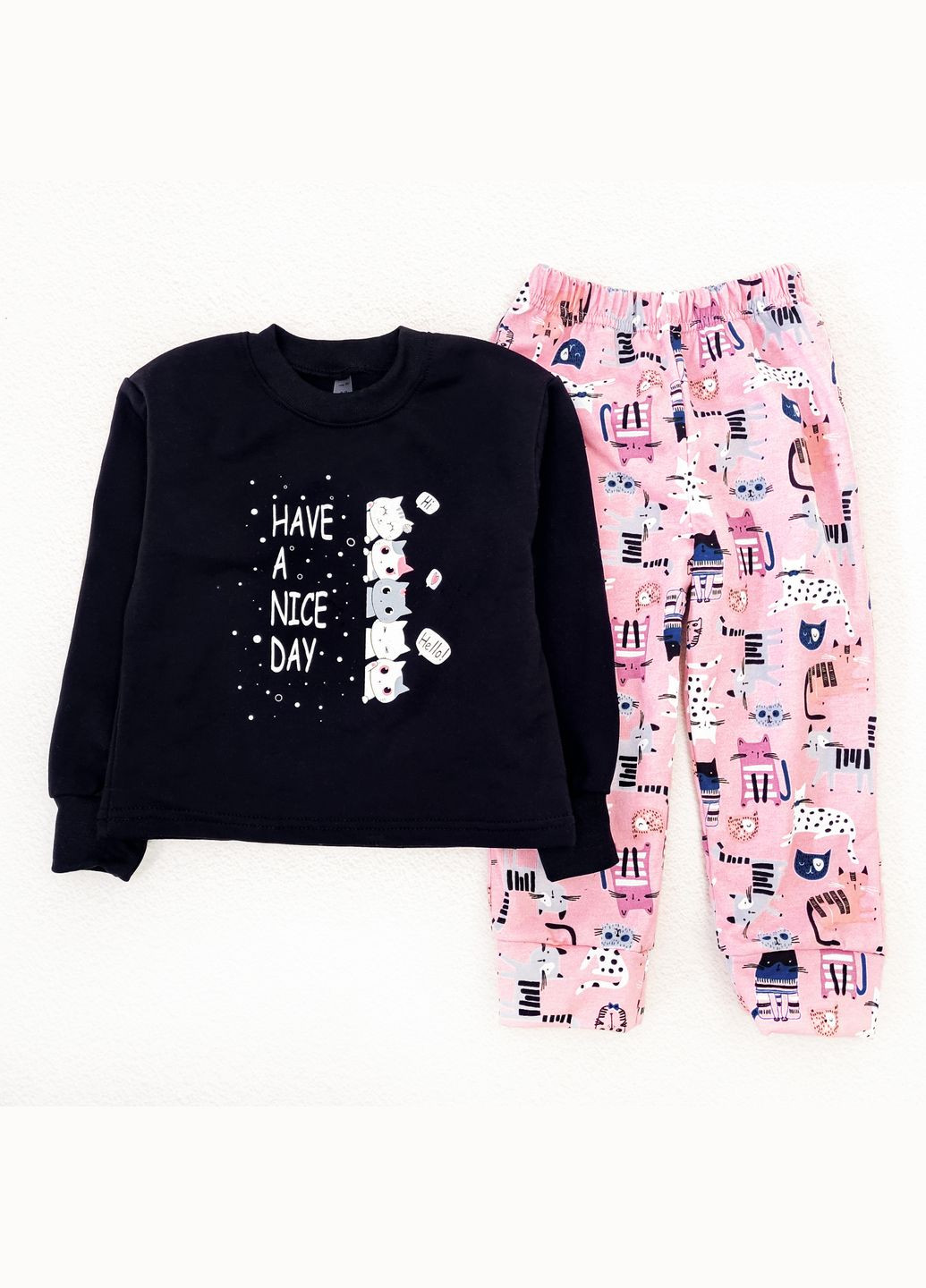 Комбінована піжама для дівчаток футер kittens рожевий;чорний dexter's