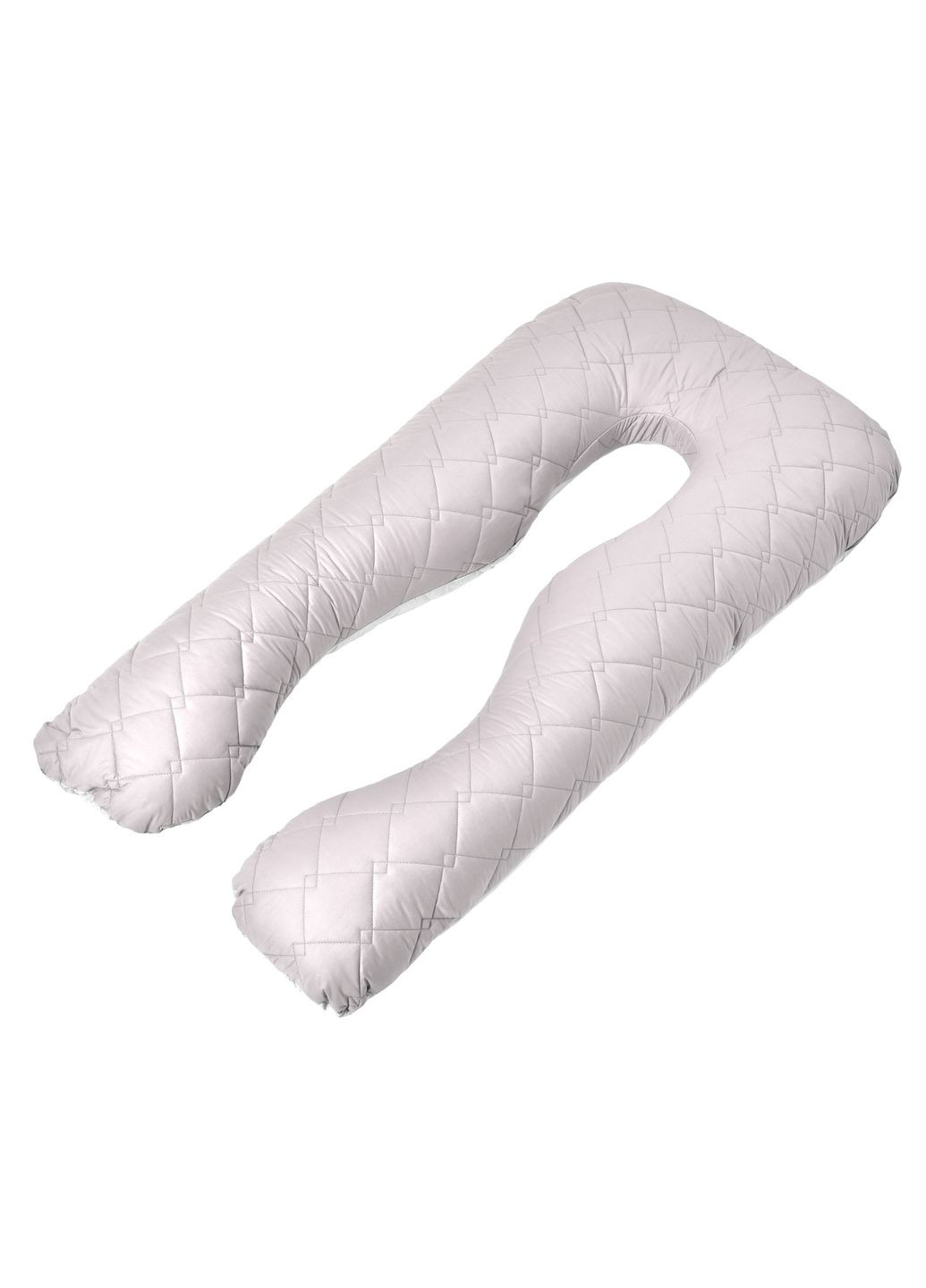 Подушка для сна и отдыха, для беременных П-формы 140х75х20 см со стеганным чехлом на молнии св. серо-белая (8-33724*001) IDEIA (298999677)