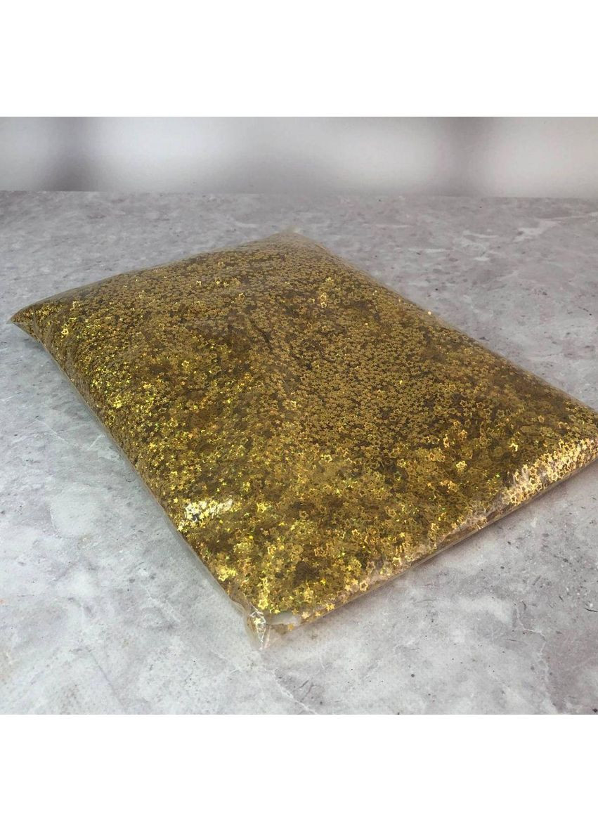 Гліттер 500 г, дрібні декоративні зірочки - золото голограма Plus-plus (352745472)