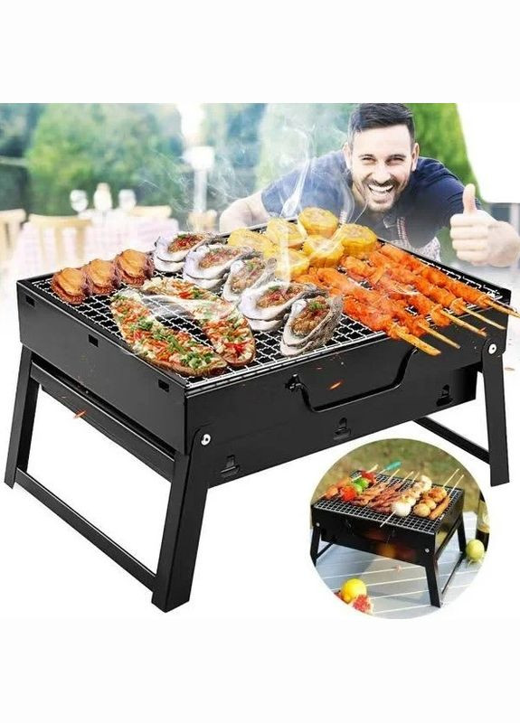 Компактный переносной складной мангал с решеткой TL-353 черный (2086354109) No Brand (328439694)