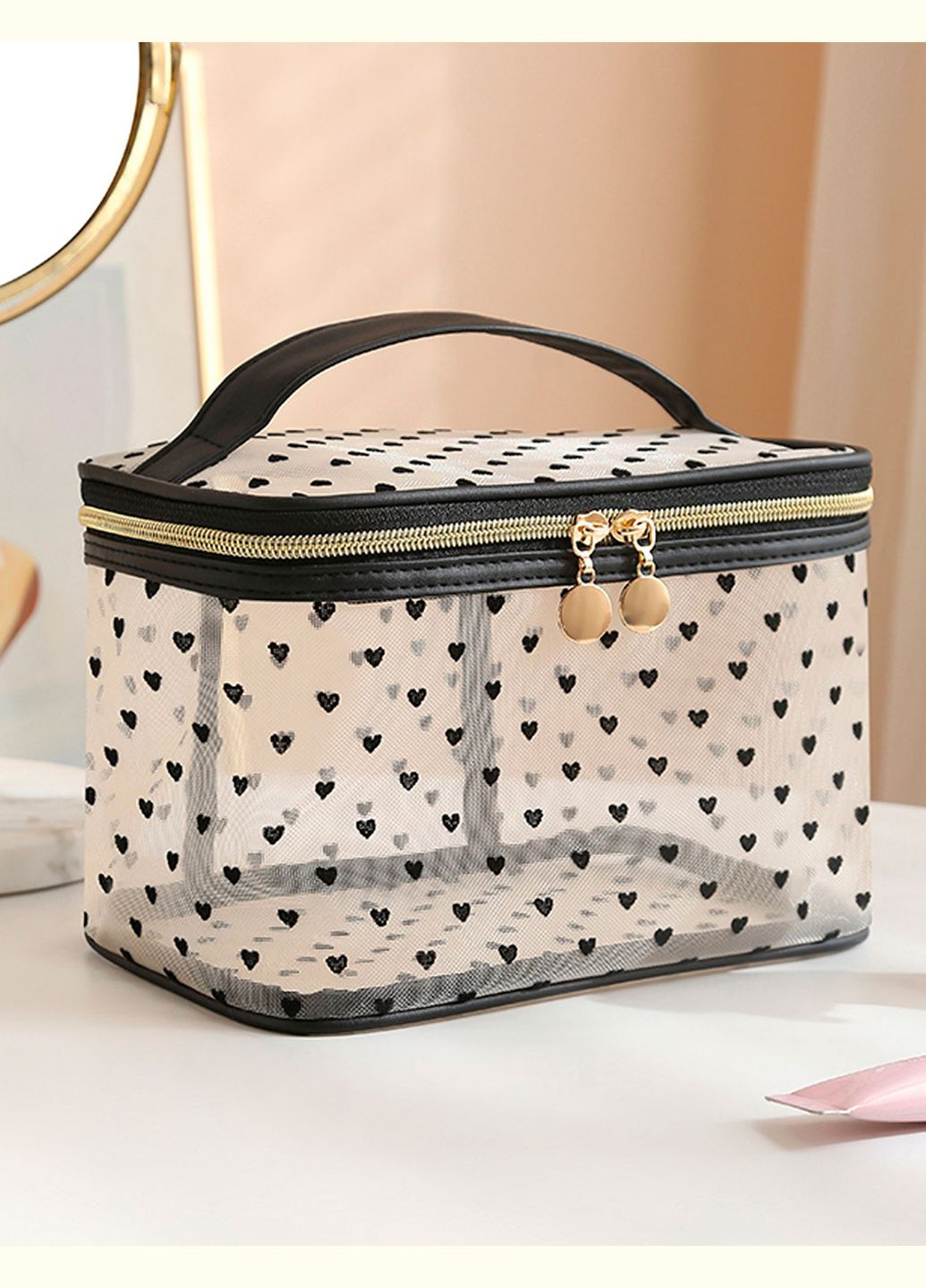 Набор 2 шт органайзеров-косметичок LoveYouHome прозрачных 14х21х14 см та 10х19 см бежевый Love You (337094327)