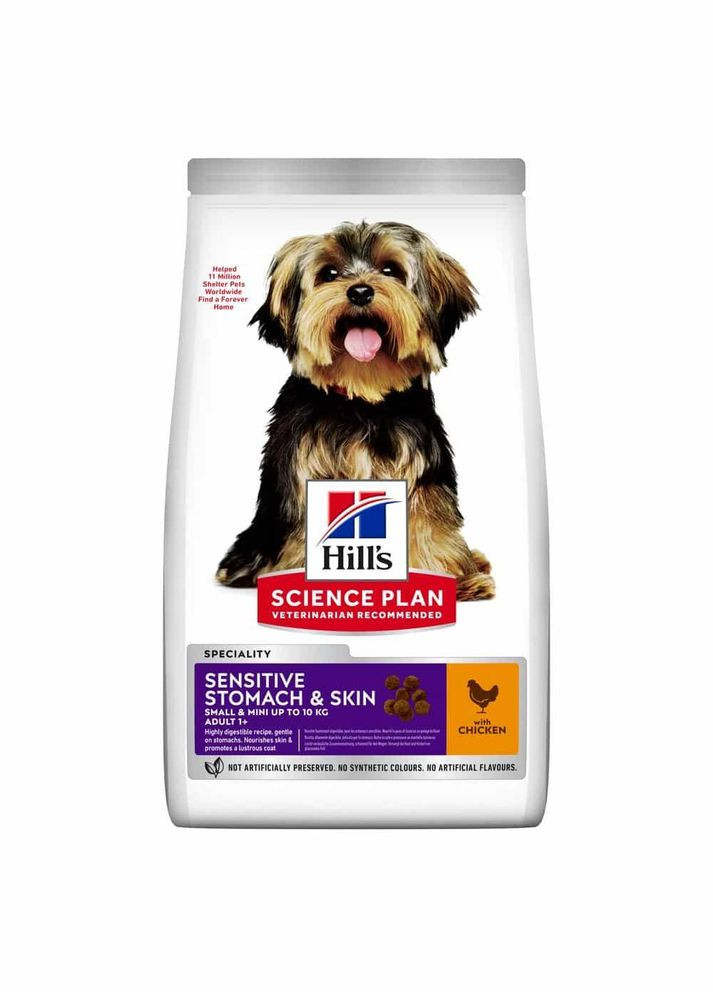 Сухой корм для собак Science Plan Adult Sensitive Stomach&Skin Small&Mini 1,5 кг - курица Hill's (345743149)