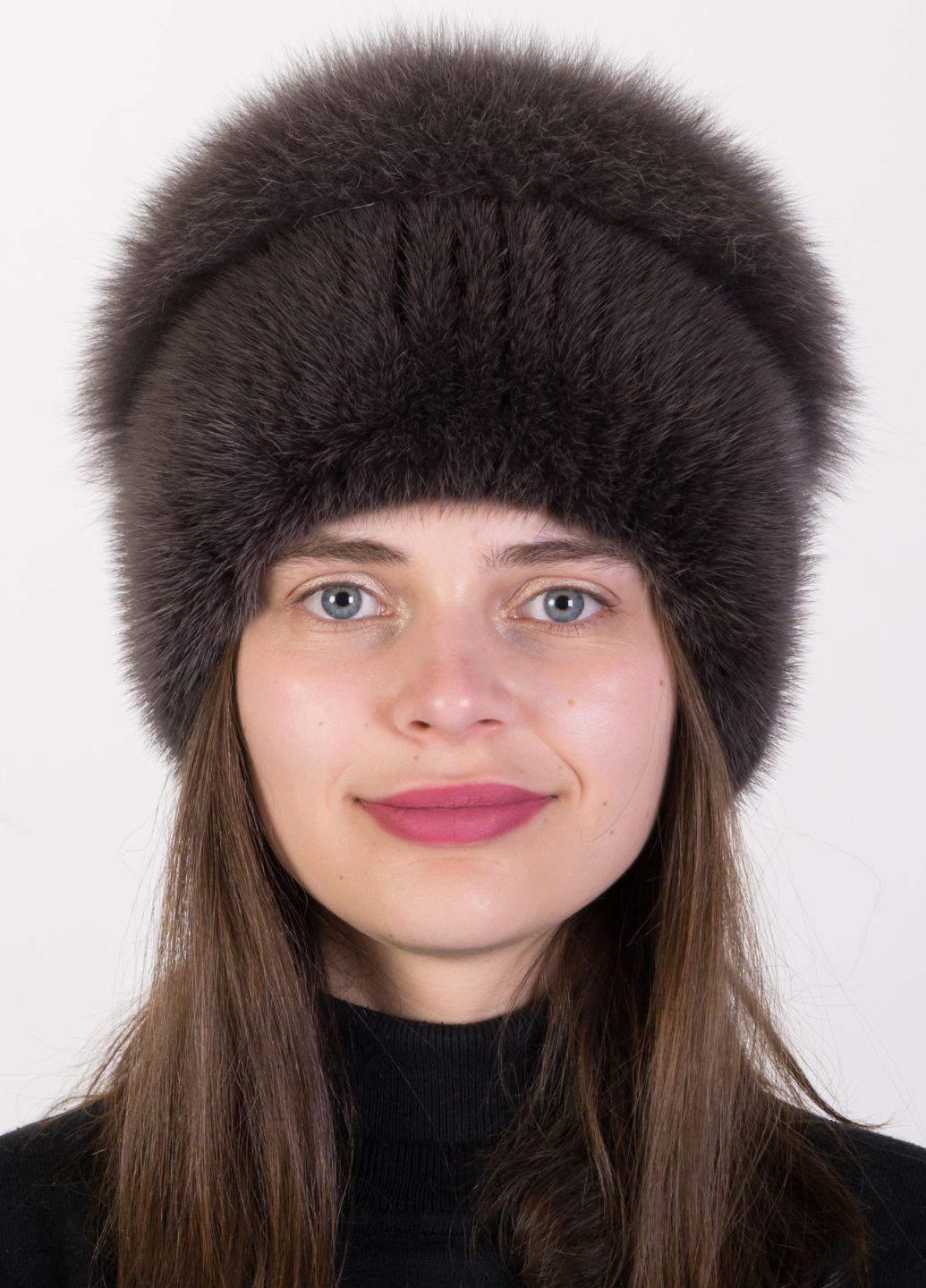 Женская меховая норковая вязаная шапка с помпоном из меха песца Меховой Стиль Шарик (298409054)