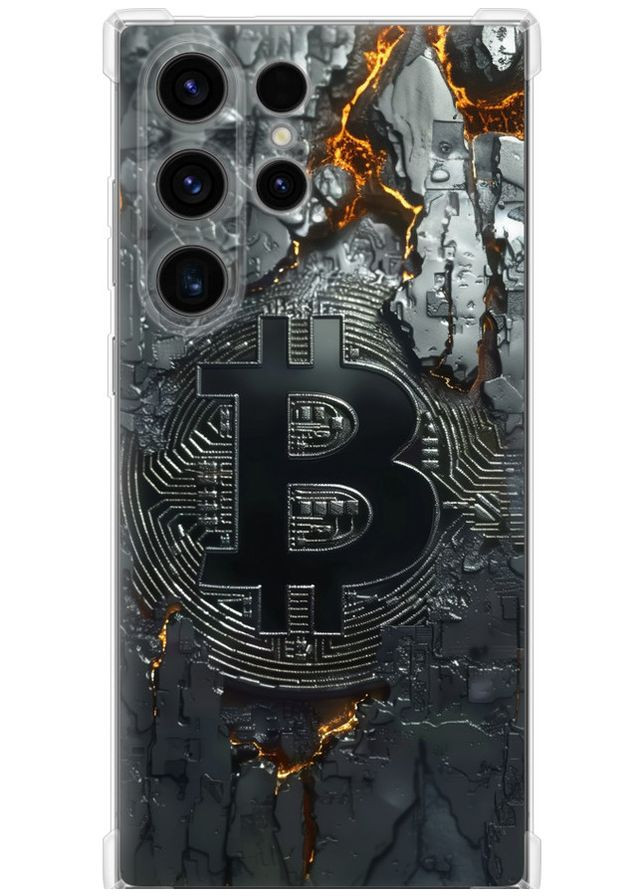 Силіконовий протиударний с посиленими кутами чохол 'Розпечений біткойн' для Endorphone Samsung Galaxy S24 Ultra (366340238)