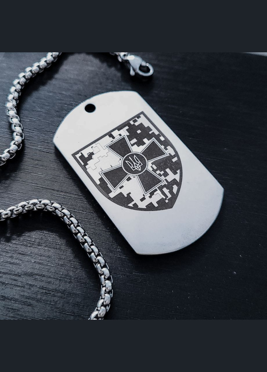 Жетон 50х28х2мм из нержавейки с гравировкой. Армейский жетон для военного ВСУ с инициалами No Brand (300369190)