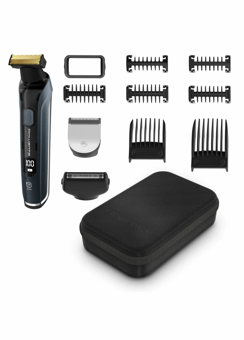 Тример Forever Sharp Ultimate, для бороди, вусів, акум., насадок-10, 120 хв. використання, дисплей, сталь, синій Rowenta (317558341)