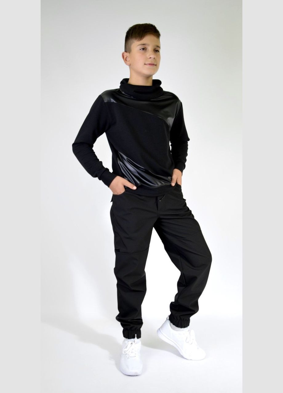 Штани джогери дитячі для хлопчика водонепроникні на флісі, софт-шелл Polin Line штани (299669962)