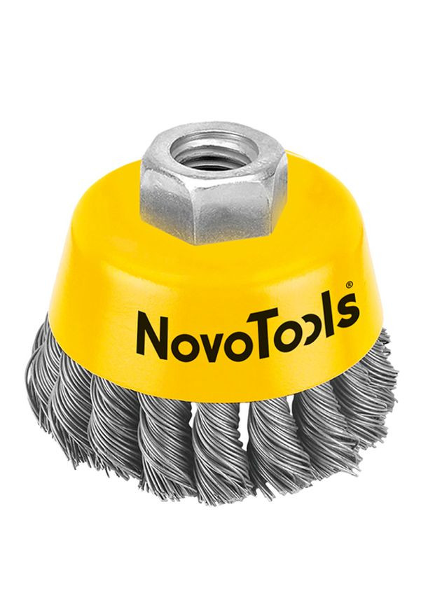 Дисковая щетка (чашка) ⌀65мм M14x2мм жгутовая проволока сталь по металлу [INKRZ00000DCN0653N] NTWB6514ST NovoTools (360646341)