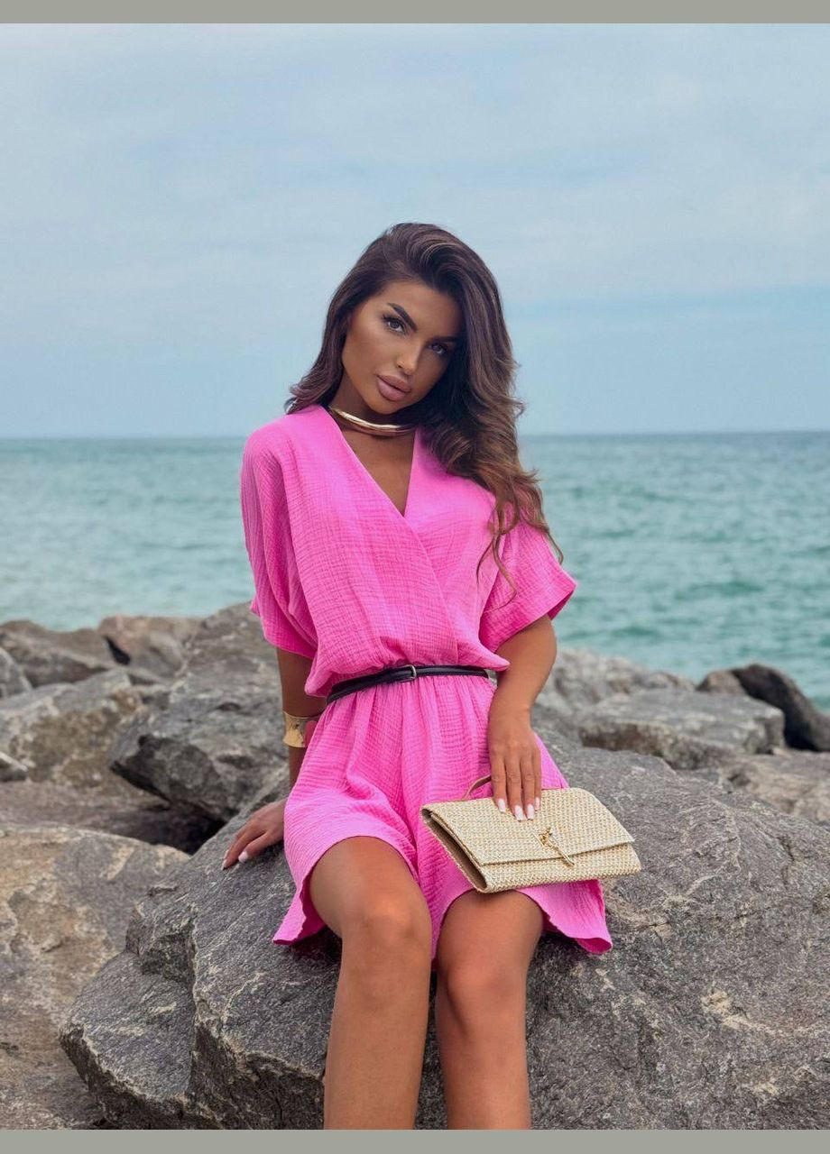 Жіночий комбінезон Asi.Store.ua комбінезон-шорти рожевий повсякденний, вечірній, кежуал, пляжний муслін