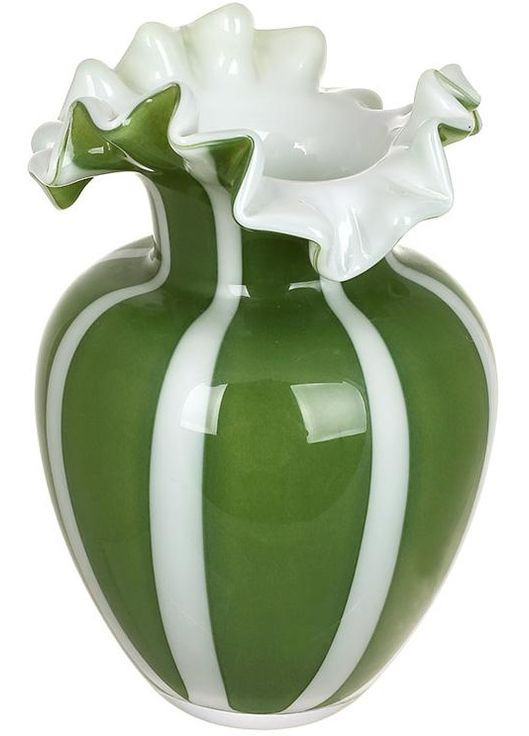 Ваза стеклянная "Lime Fiore" 14х22см, зеленый с белым (ручная работа) BonaDi (372175532)