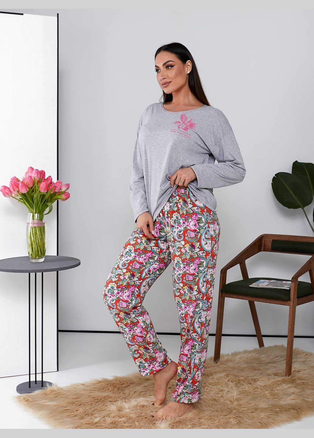 Затишна та стильна жіноча піжама зі 100% бавовни Tailer (278766061)