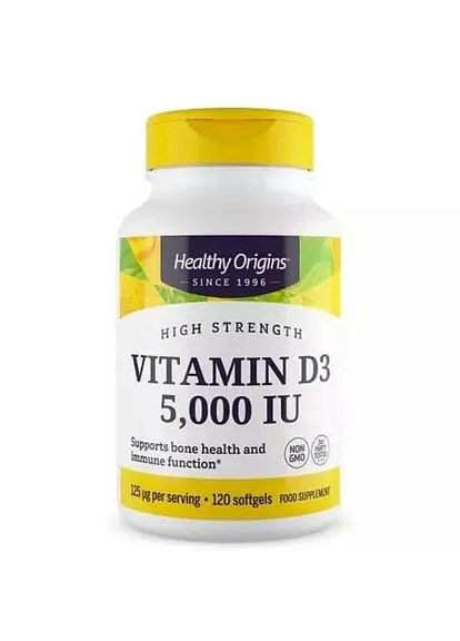Вітамін D3 в олії МСТ, Vitamin D3 in MCT Oil,, 5000 МО, 120 гелевих капсул Healthy Origins (361118409)