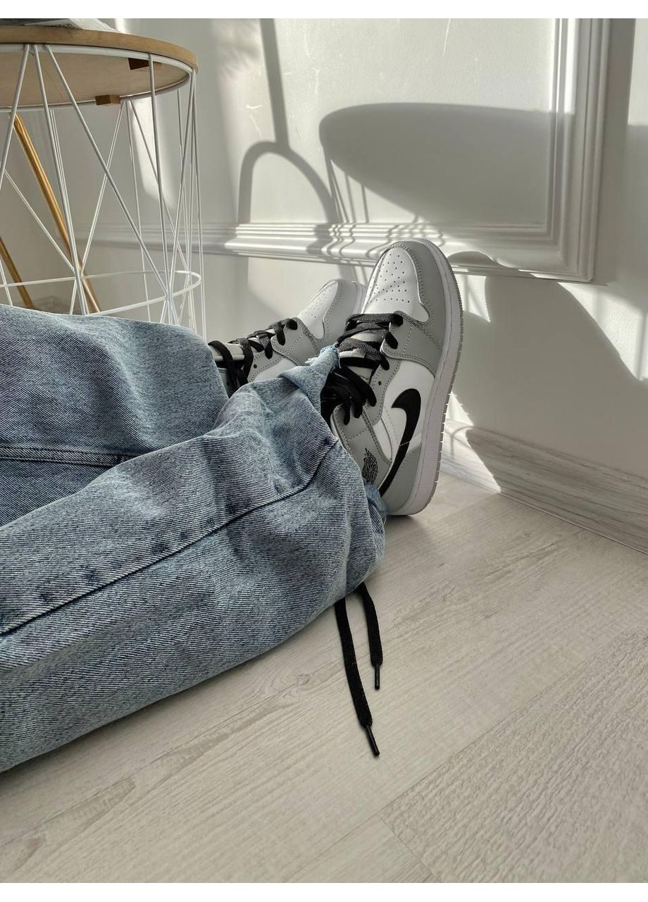 Серые демисезонные кроссовки мужские nike air jordan 1 retro mid smoke grey найк аир джордан No Brand