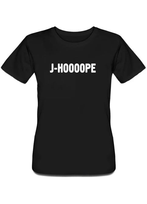 Черная летняя женская футболка bts bangtan boys "j-hoooope" (чёрная) Fat Cat