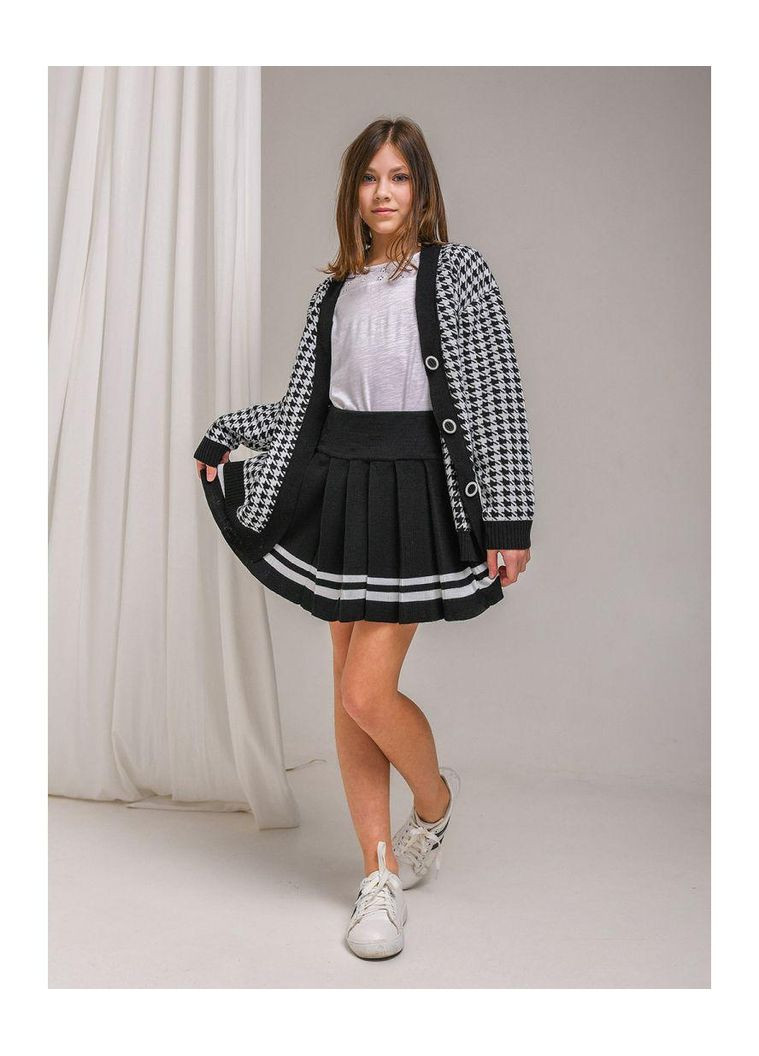 Черная кэжуал однотонная юбка Art Knit плиссе