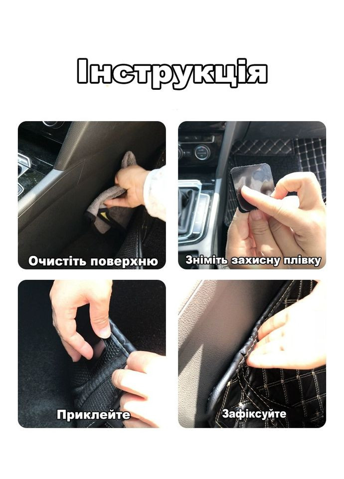 Липучка велкро на клейовій основі для речей, будинки, липучки для авто, квадратні, чорні 5х5см набір 5шт No Brand (319822005)