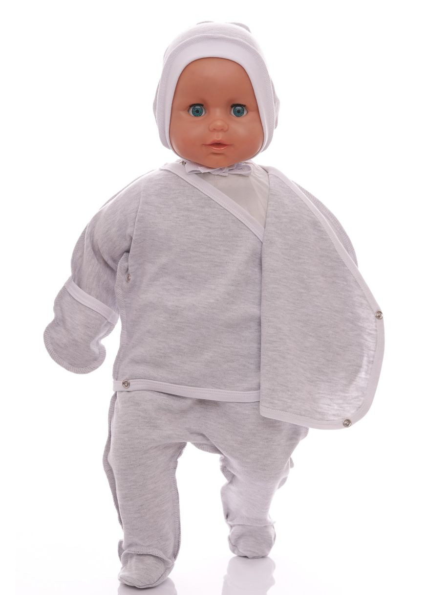 Сірий набір для новонародженого інтерлок сірий 62 см (40943) BABYKROHA