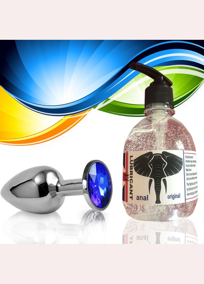 Анальная пробка S с малиновым камнем и лубрикант 300 мл анальный 7*2.8 см No Brand (340914737)