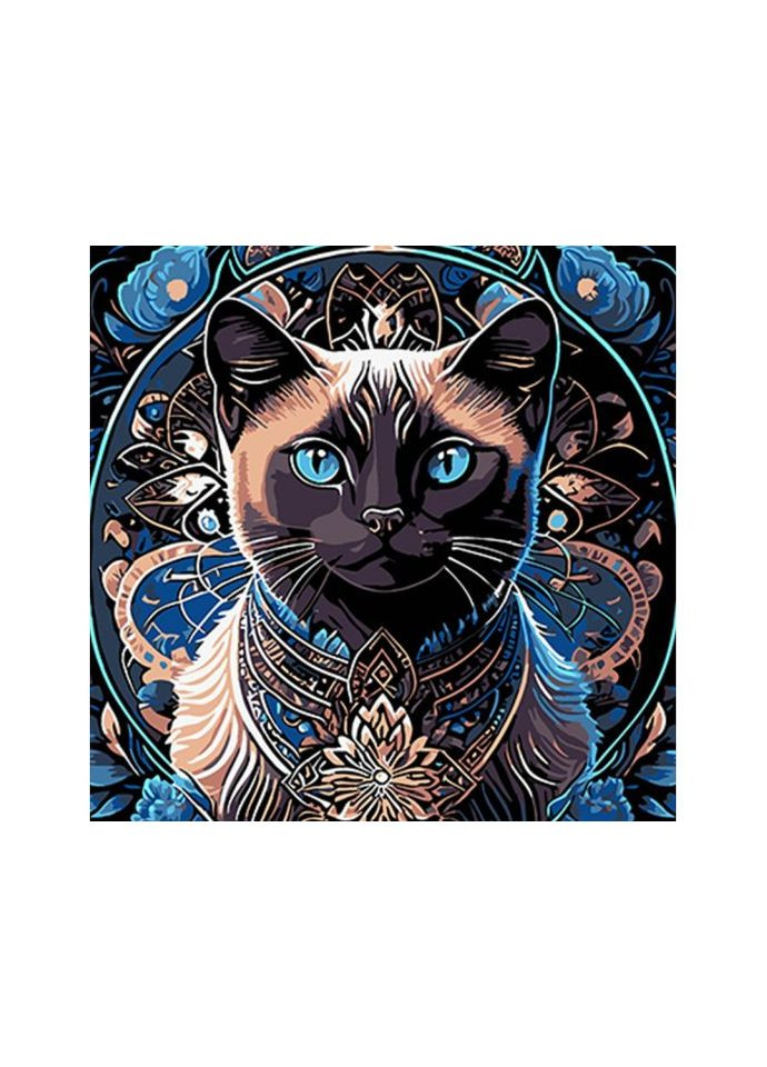 Картина по номерам Сиамская кошка в мандали на черном фоне (30х30 см) Strateg (324414753)
