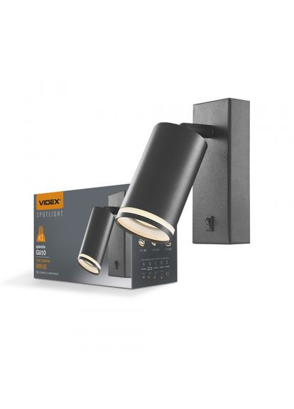 Світильник під лампу GU10 SPF05E настінний з кнопкою чорний (VL-SPF05E-B) Videx (370241671)