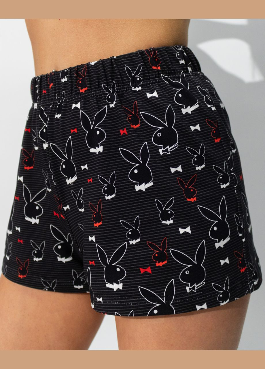 Біла всесезон піжама жіноча з куліра топ і шорти з принтом плейбой Maybel