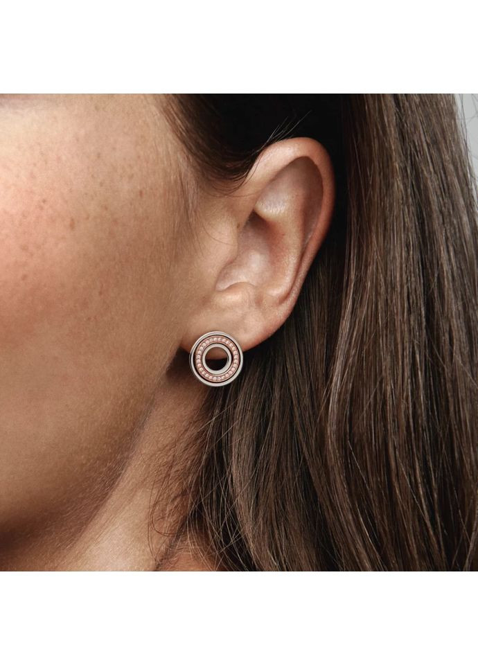 Серебряные серьги Пандора шарики двухцветные "Светящийся круг" 282780C01 Kabluchka (355344427)