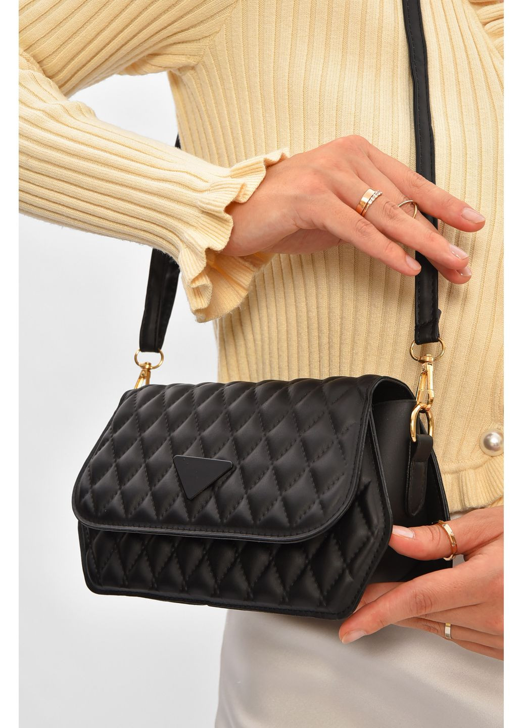 Сумка жіноча з екошкіри чорного кольору Let's Shop (360938552)