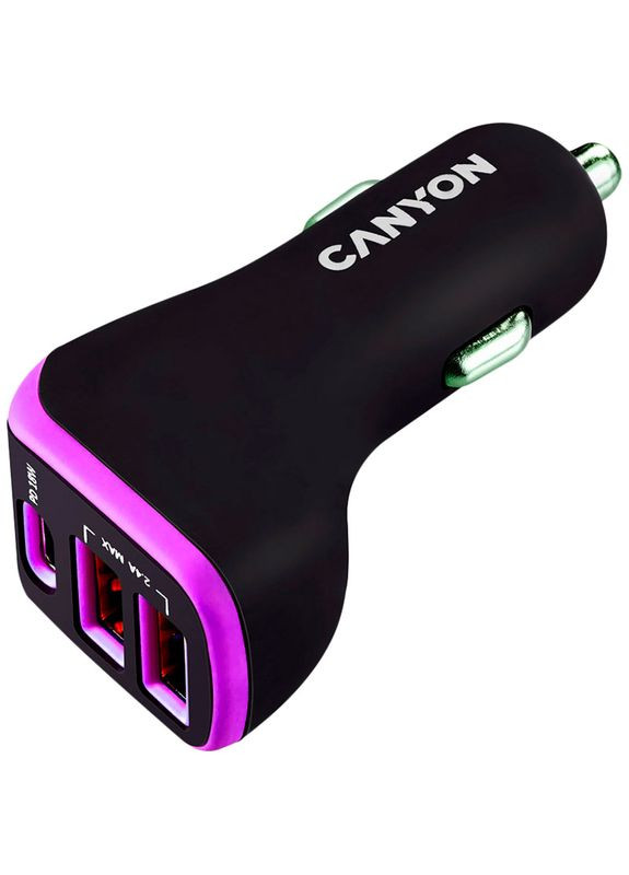 Автомобільний зарядний пристрій 2.4 A Black Purple (CNE-CCA08PU) Canyon (323049930)
