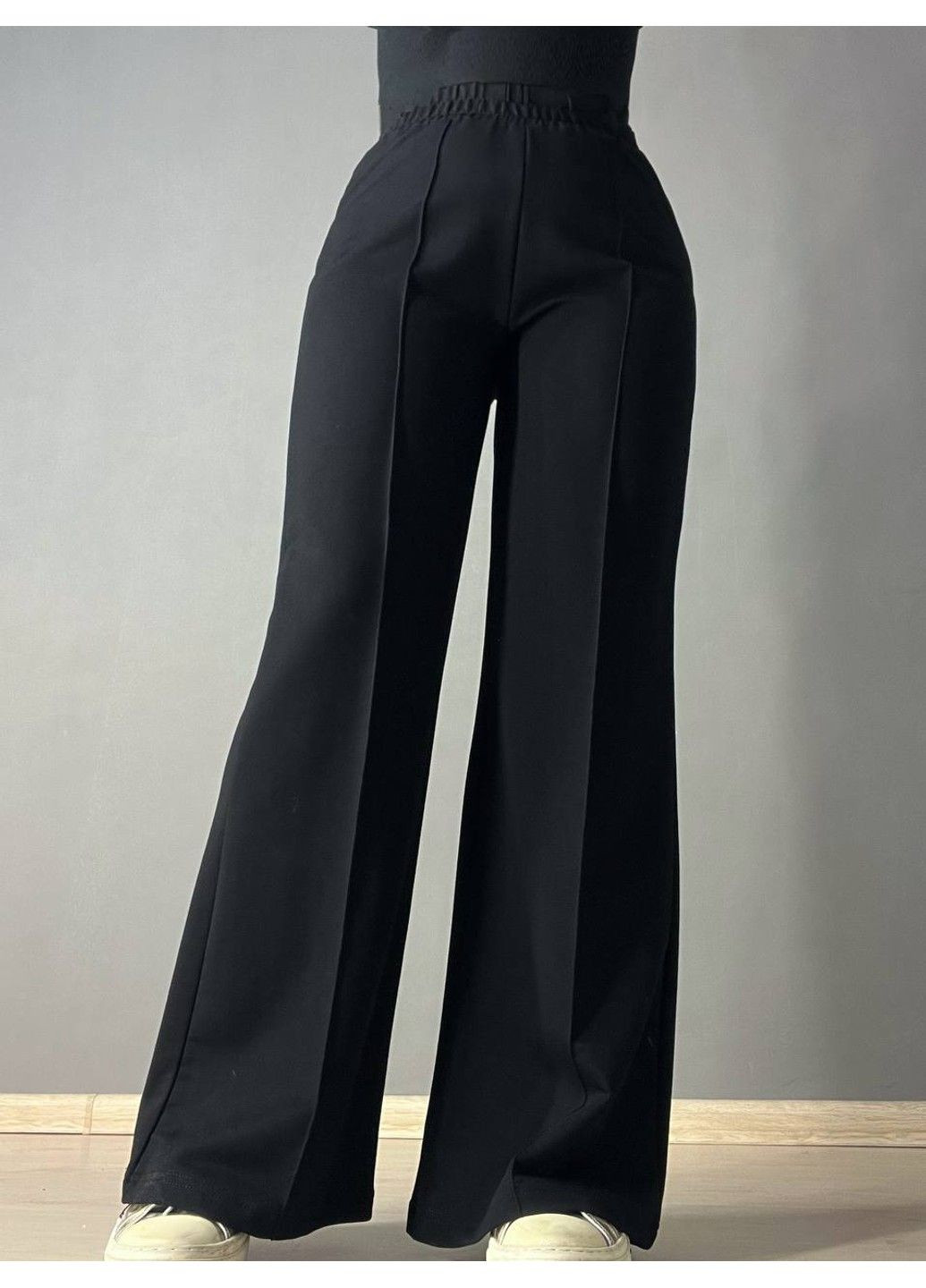 Брюки жіночі MY CITY 8286 палаццо-кльош з високою посадкою чорні No Brand (337312451)