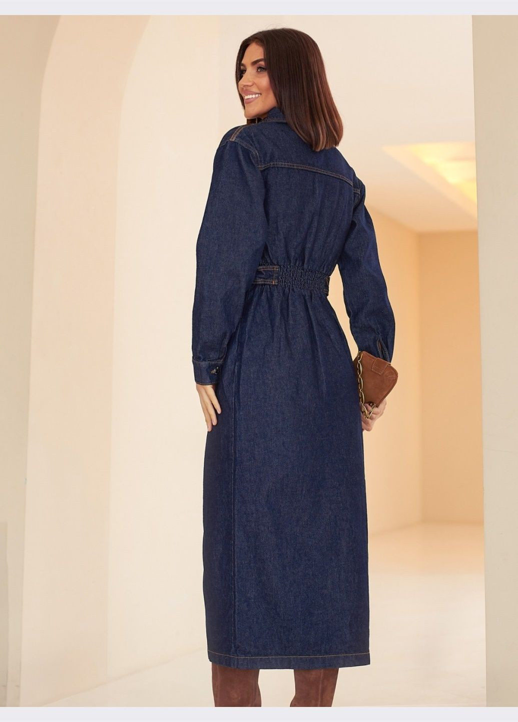 Темно-синя кежуал джинсова сукня темно-синього кольору на блискавці Dressa однотонна