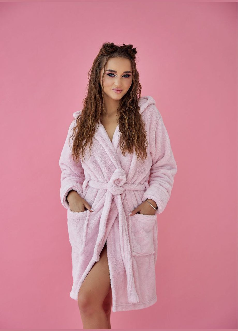 Халат махровий жіночий з вушками короткий теплий No Brand халат (299486766)