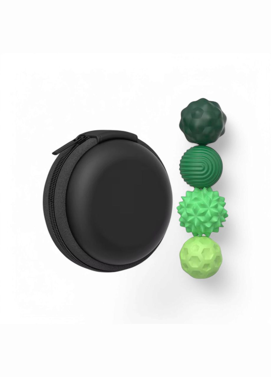 Набор из 4 магнитных шариков в силиконовой оболочке зеленого цвета с разными текстурами. No Brand (333828215)