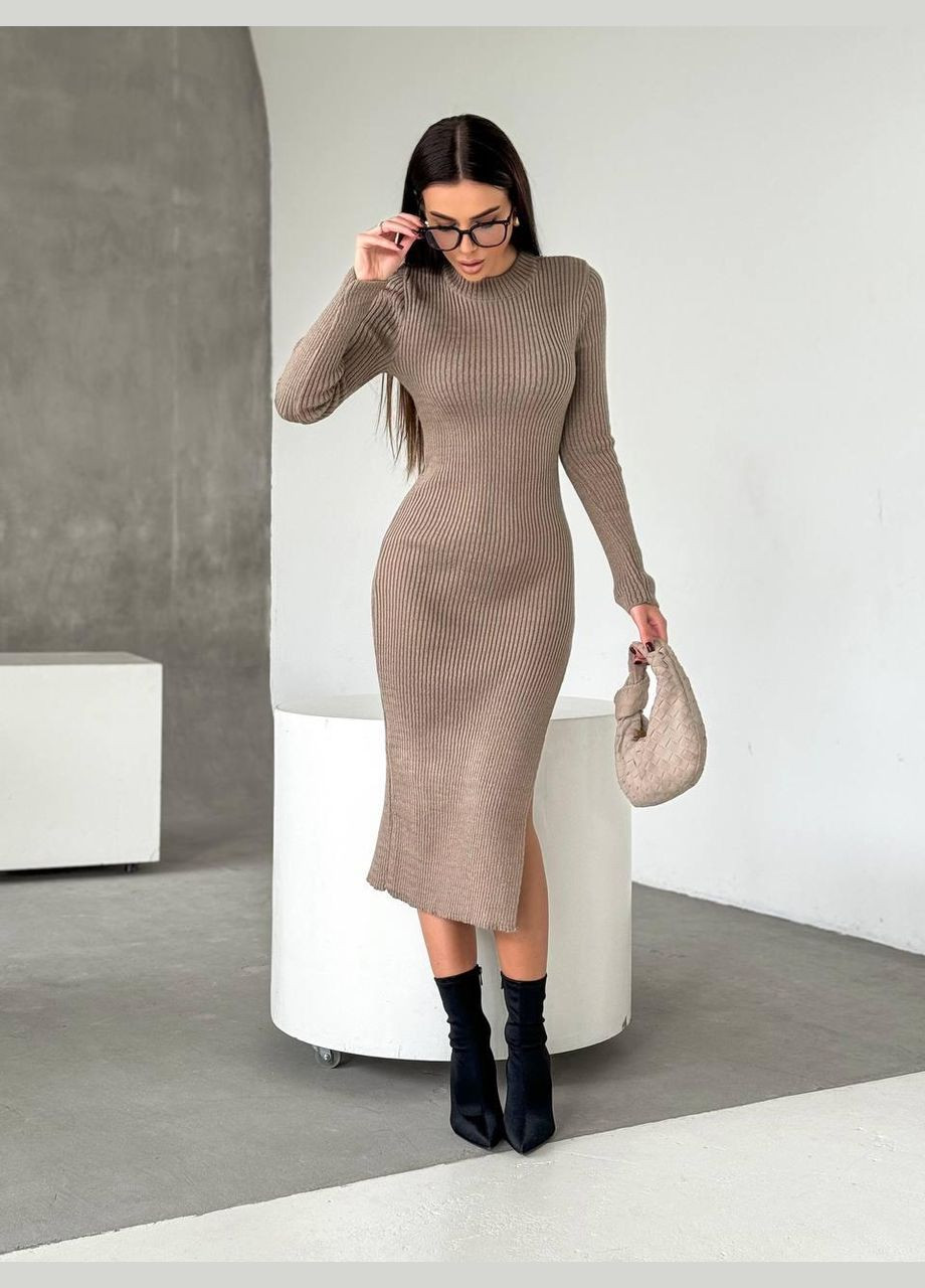 Бежева вʼязана сукня ao401 No Brand