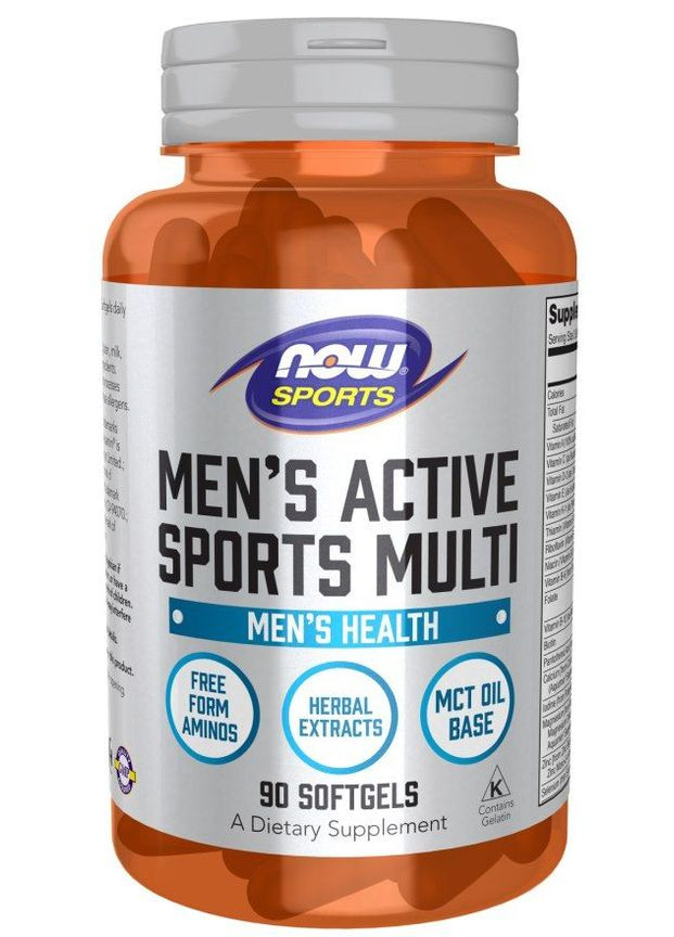 Мультивитамины для мужчин, Men's Active Sports Multi,, Sports, 90 гелевых капсул Now Foods (362370094)