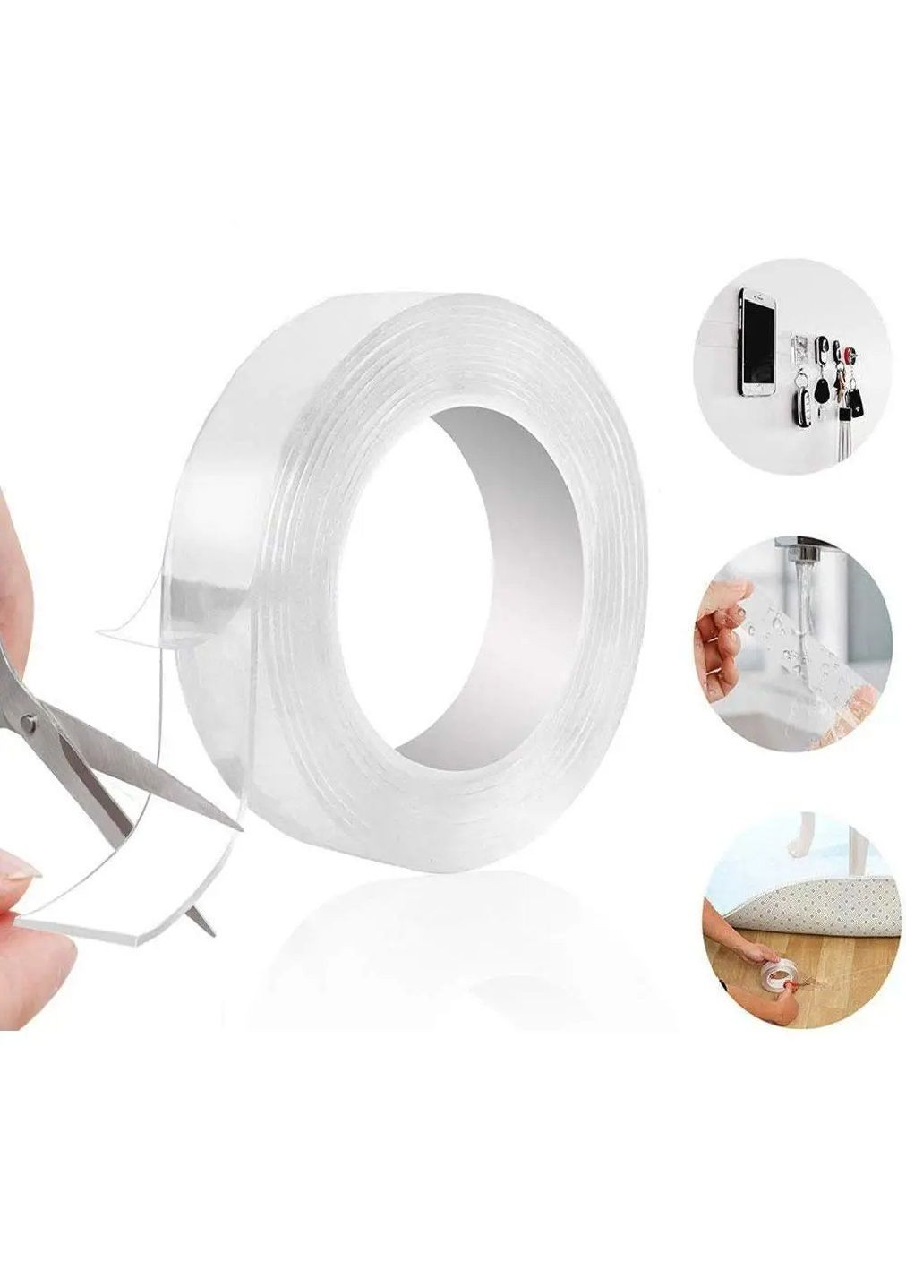 Комплект набор многоразовая двухсторонняя сверхсильная крепежная прозрачная клейкая лента скотч 5 метров 2 штуки (481015-Prob) Unbranded (350752240)