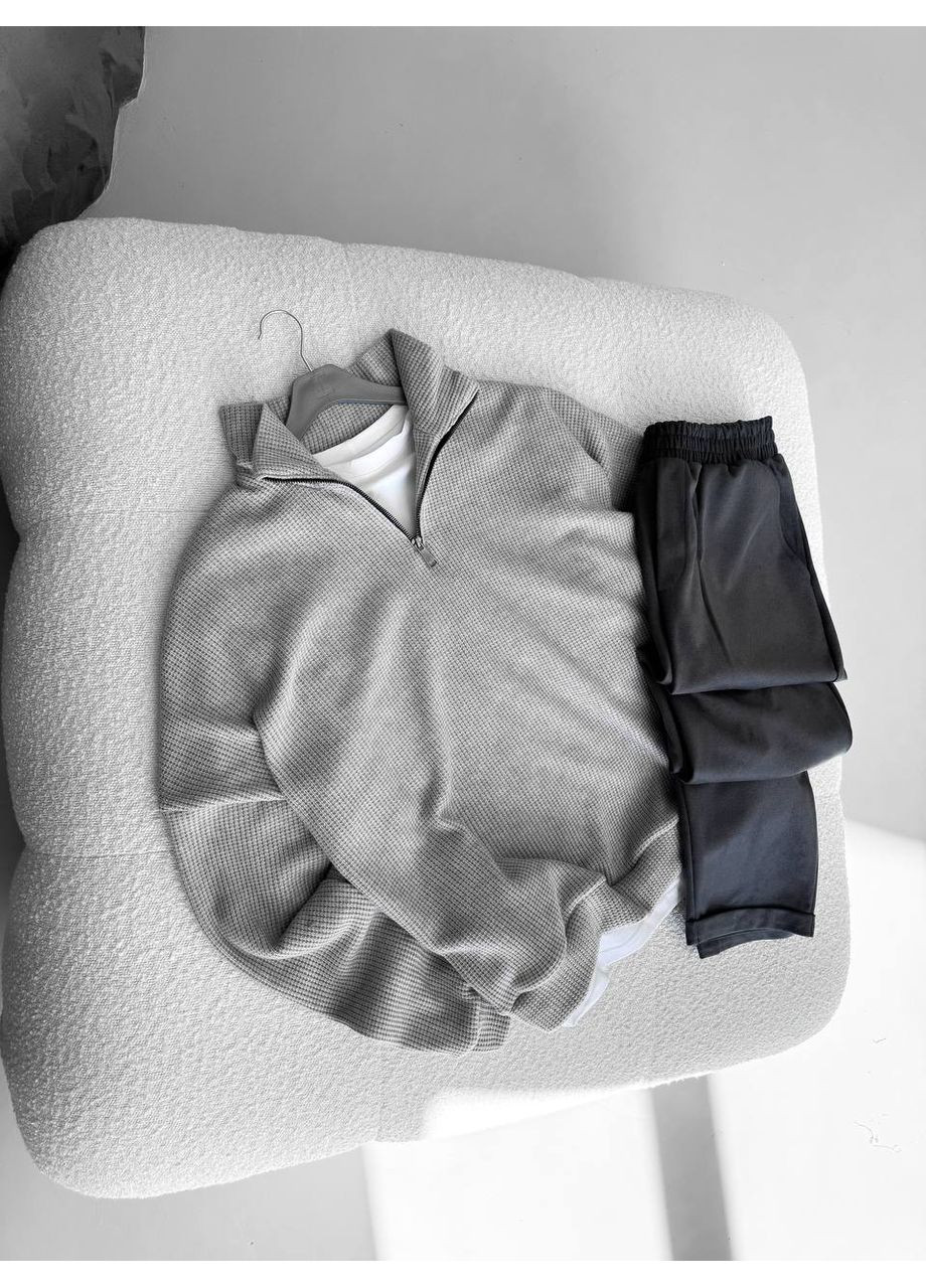 Сірий стильний чоловічий светр на блискавці Vakko