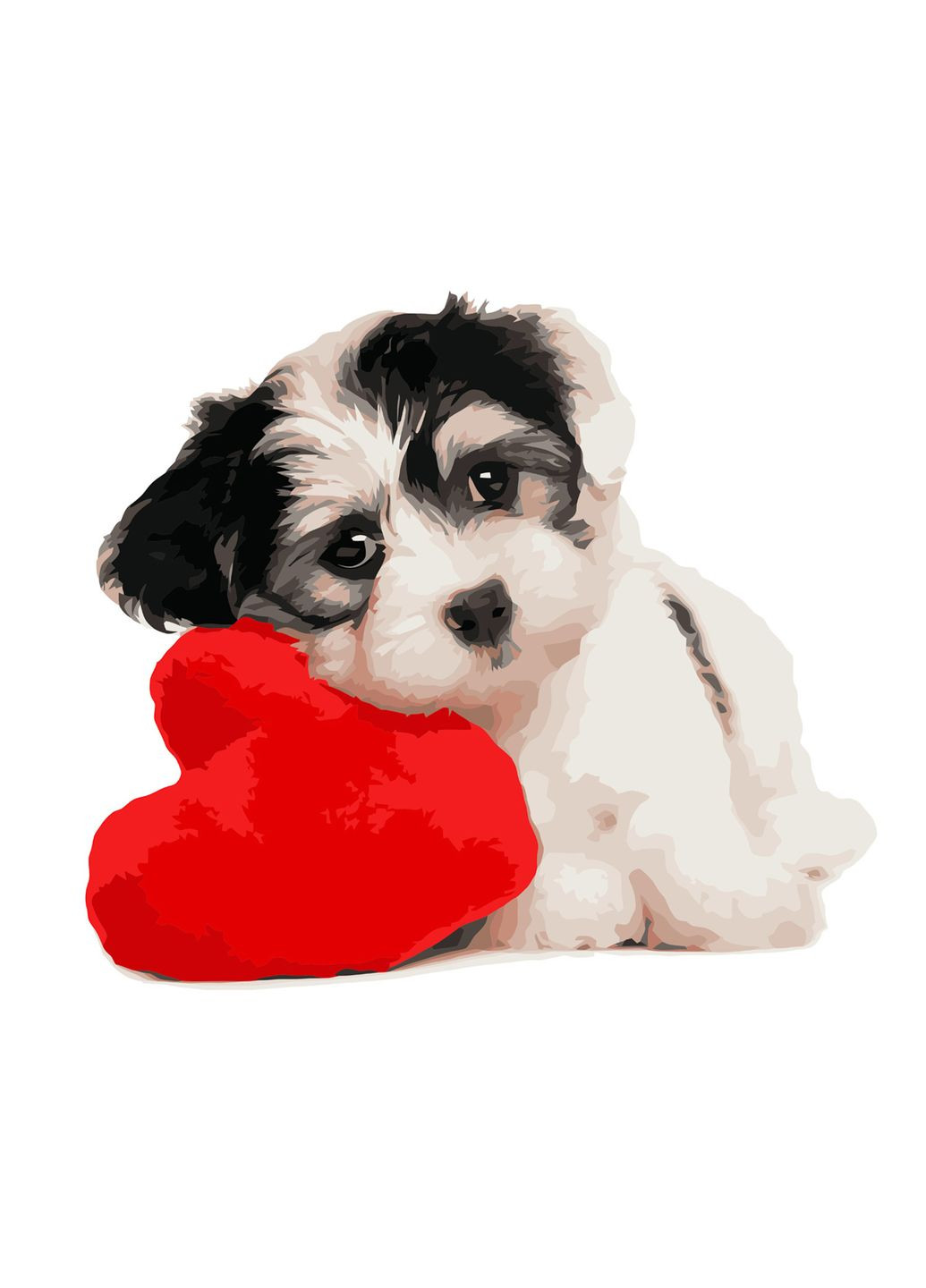 Картина по номерам Щенок с сердечком акриловая для детей творчество хобби см Strateg (369758363)