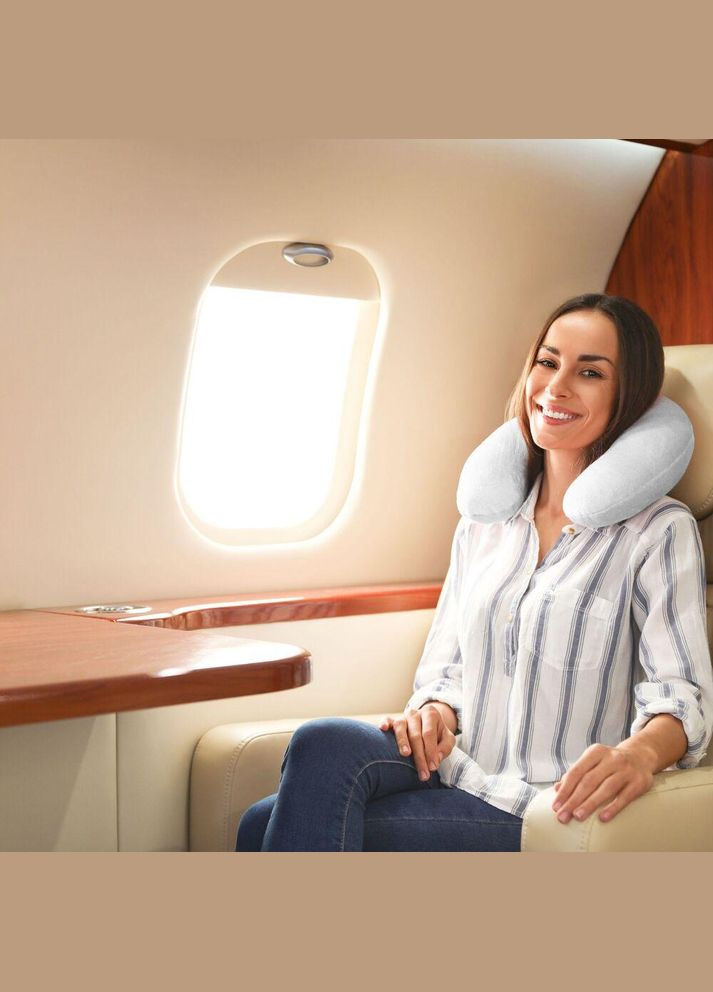 Подушка рогалик дорожная Мемори 30х40 см пена висколоастик для шеи путешествий с наволочкой на молнии IDEIA (342128462)