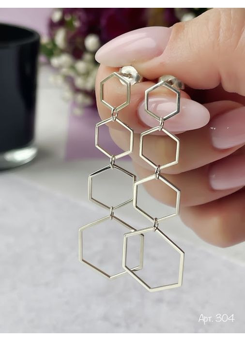 Срібні сережки Шестигранник No Brand (354710643)