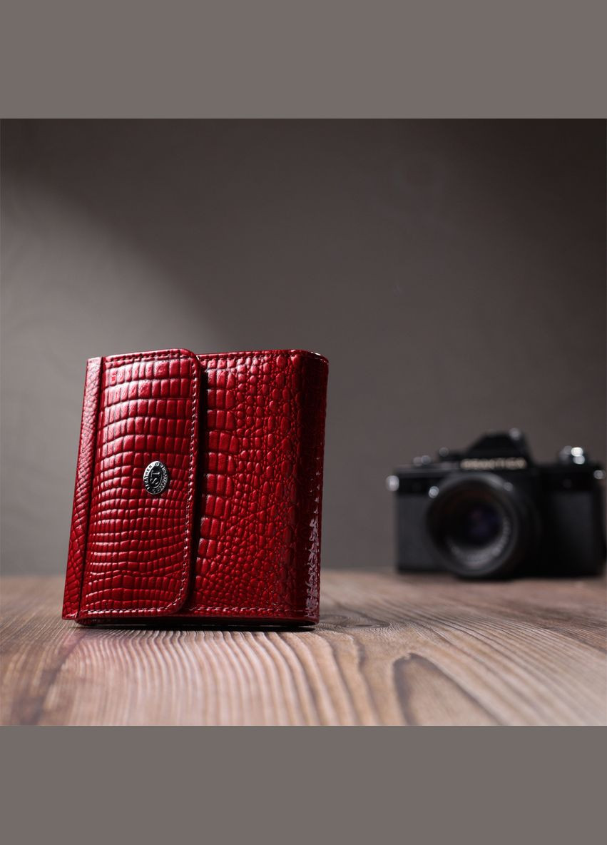 Женский кошелек из кожи с тиснением и карманом для монет красный (sku_22705) No Brand (328218952)