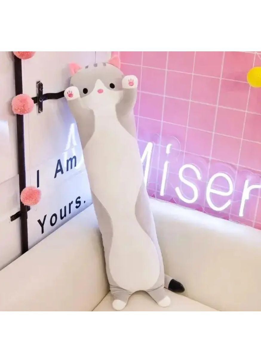 Мягкая игрушка кот серый 50 см плюшевая подушка антистресс Кот Батон для детей и взрослых для сна, объятий и декора дома No Brand (364191281)