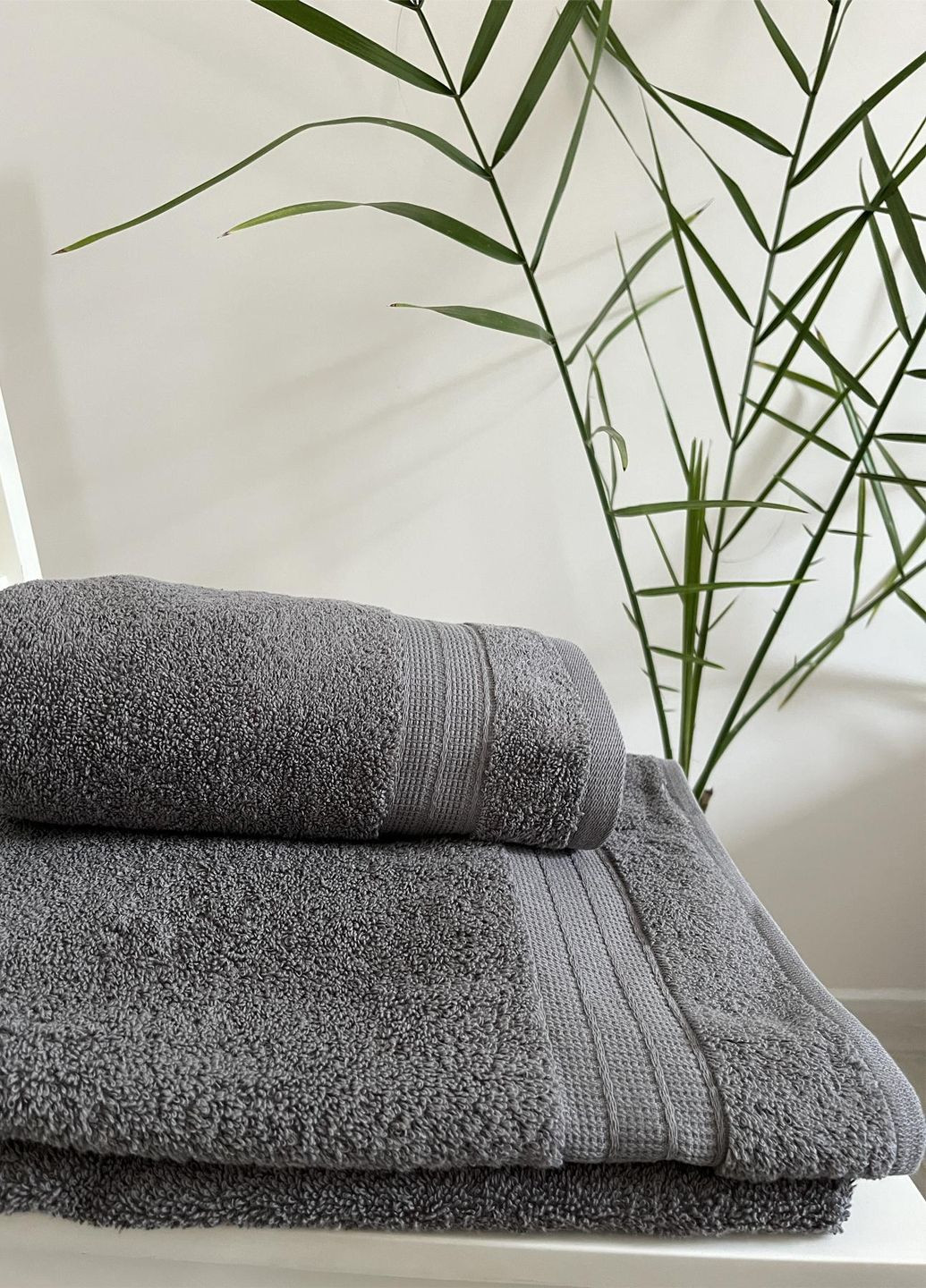 Банний рушник махровий 70×140 см Vishnya сірий
