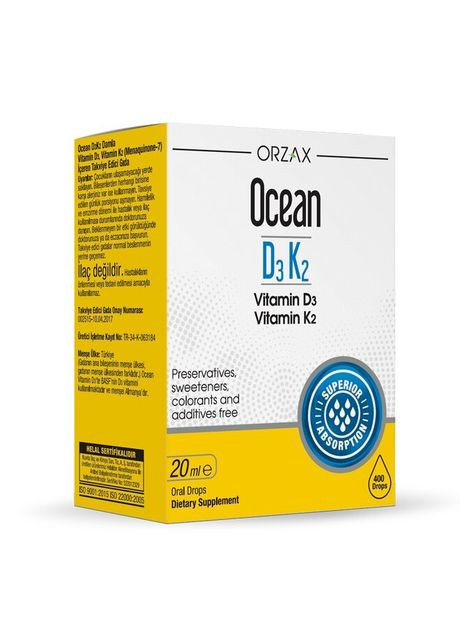 Вітаміни та мінерали Ocean D3K2 Drop, 20 мл Orzax (333976621)