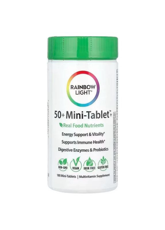 Комплекс вітамінів Food-Based Multivitamin, 50+, 180 міні таблеток Rainbow Light (361116036)