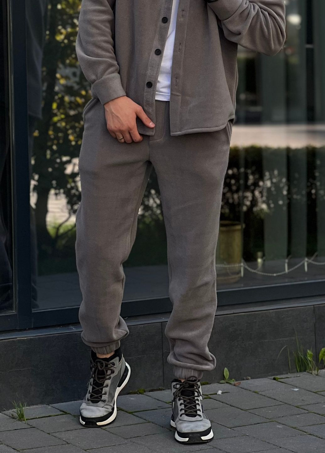 Серые спортивные, повседневный, кэжуал демисезонные джоггеры брюки MonsterBrand