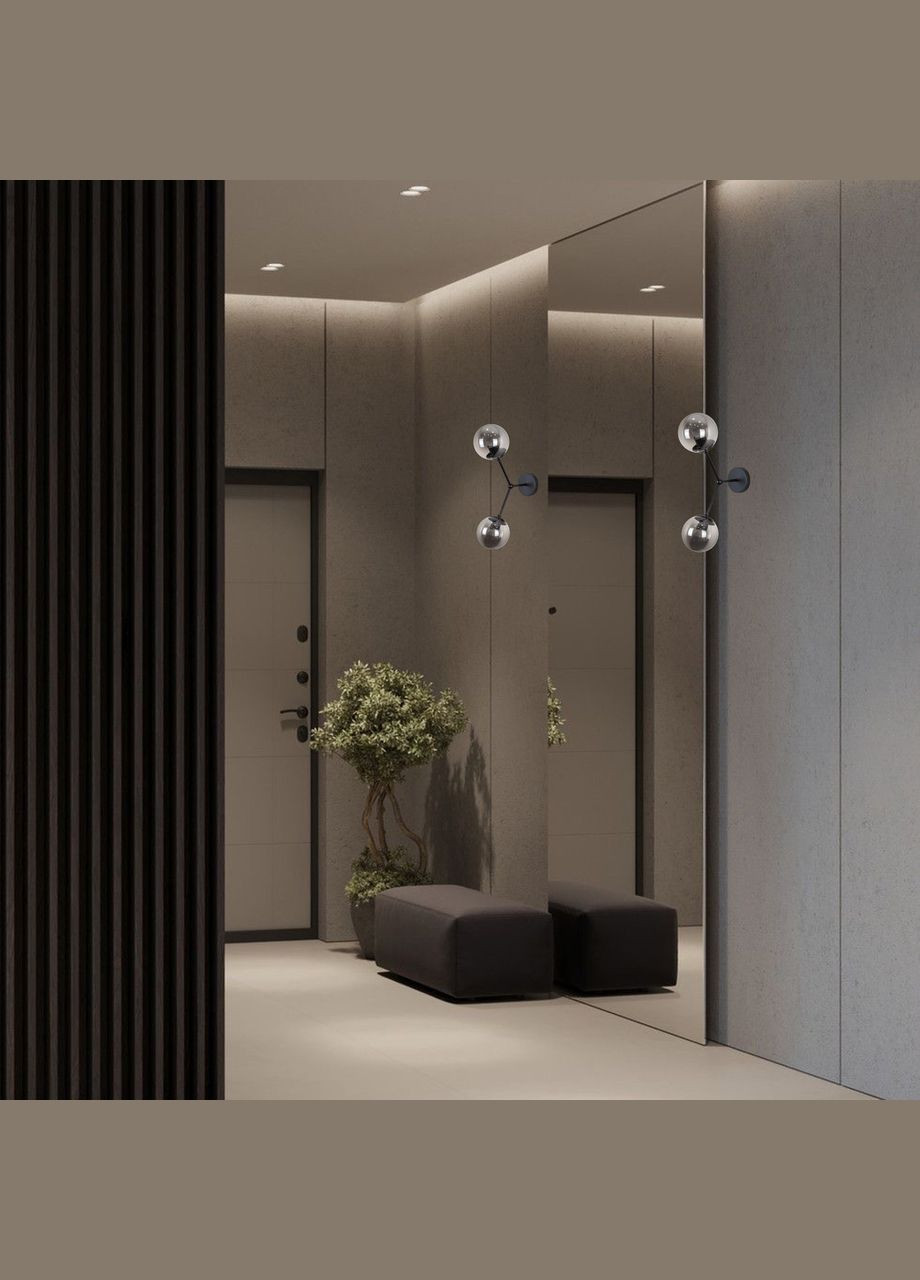 Настенный светильник/Бра с двумя графитовыми плафонами (52-w9811-2 BK+BK) No Brand (370072422)